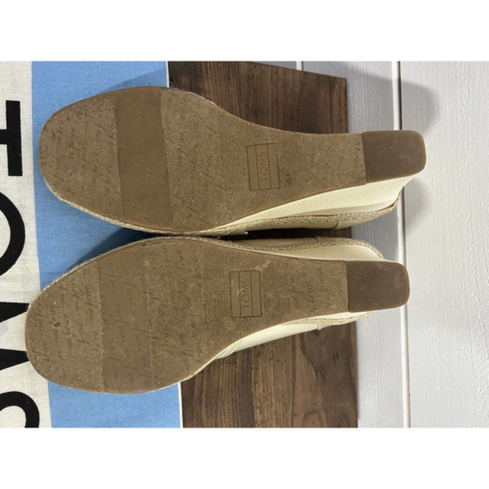 Toms Wedding‎ Collection Ivory/Cream Wedge Open Toe Shoes Women's 9.5 W - Picture 3 of 4